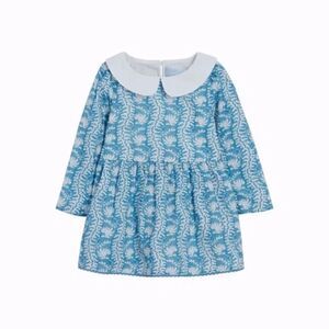 New Hill House The Tiny Lottie Dress Blue Linear Floral Size 11/12